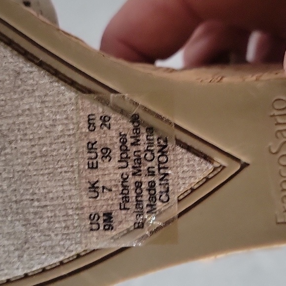 FRANCO SARTO Clinton2 cork wedges taupe faux suede open toe sandals 7 Summer - Picture 5 of 6